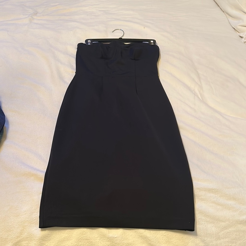 Classic black strapless dress